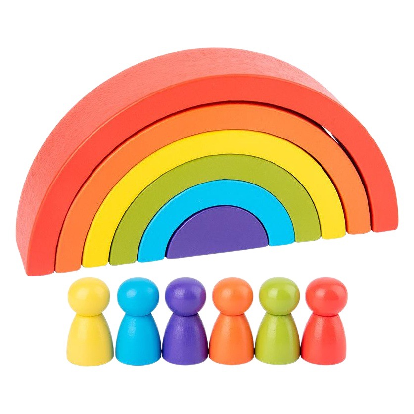 Nuevo Arco Iris bloques de construcción villano combinación de madera niños educativos colorido semicírculo bloques de construcción Jenga juguete
