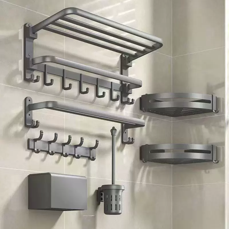 太空铝毛巾架卫生间置物架浴室厕所架子收纳架五件套酒店家居