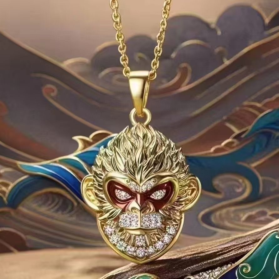 El mito negro Wukong alrededor de Qi Tian Da Sheng bronce micro colgante de batalla victoria alrededor del collar de Buda