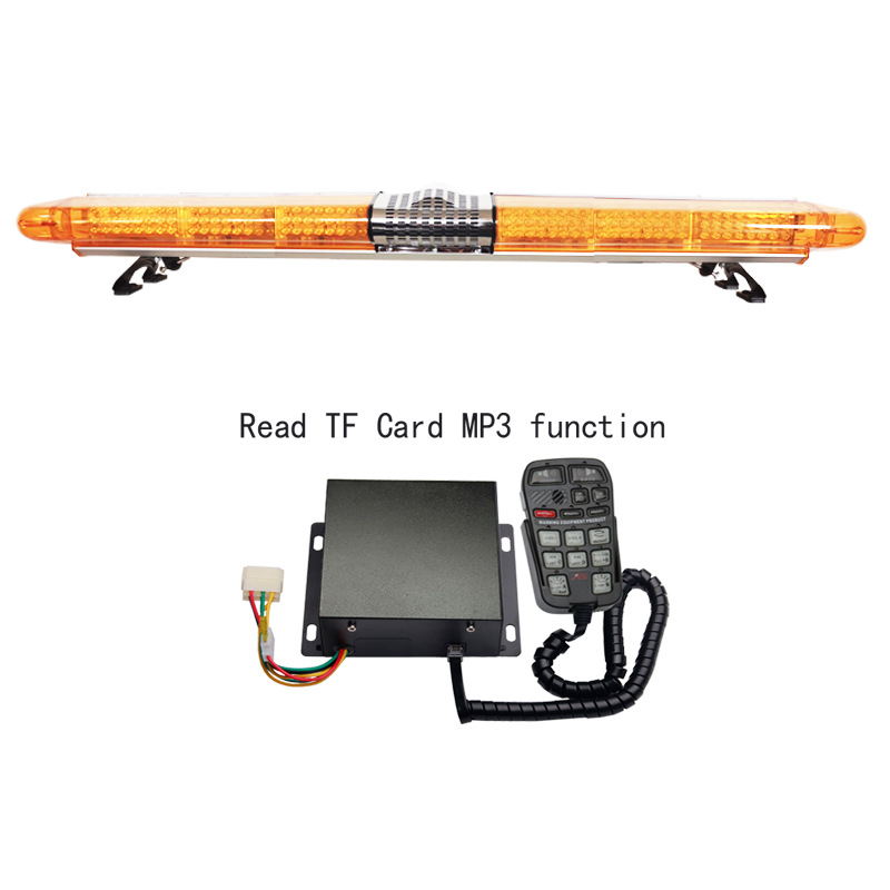 LED Roof Warning Light Yellow Long Row Strobe Light 1.7m Flashing Light + Horn + MP3 Siren JH9200W