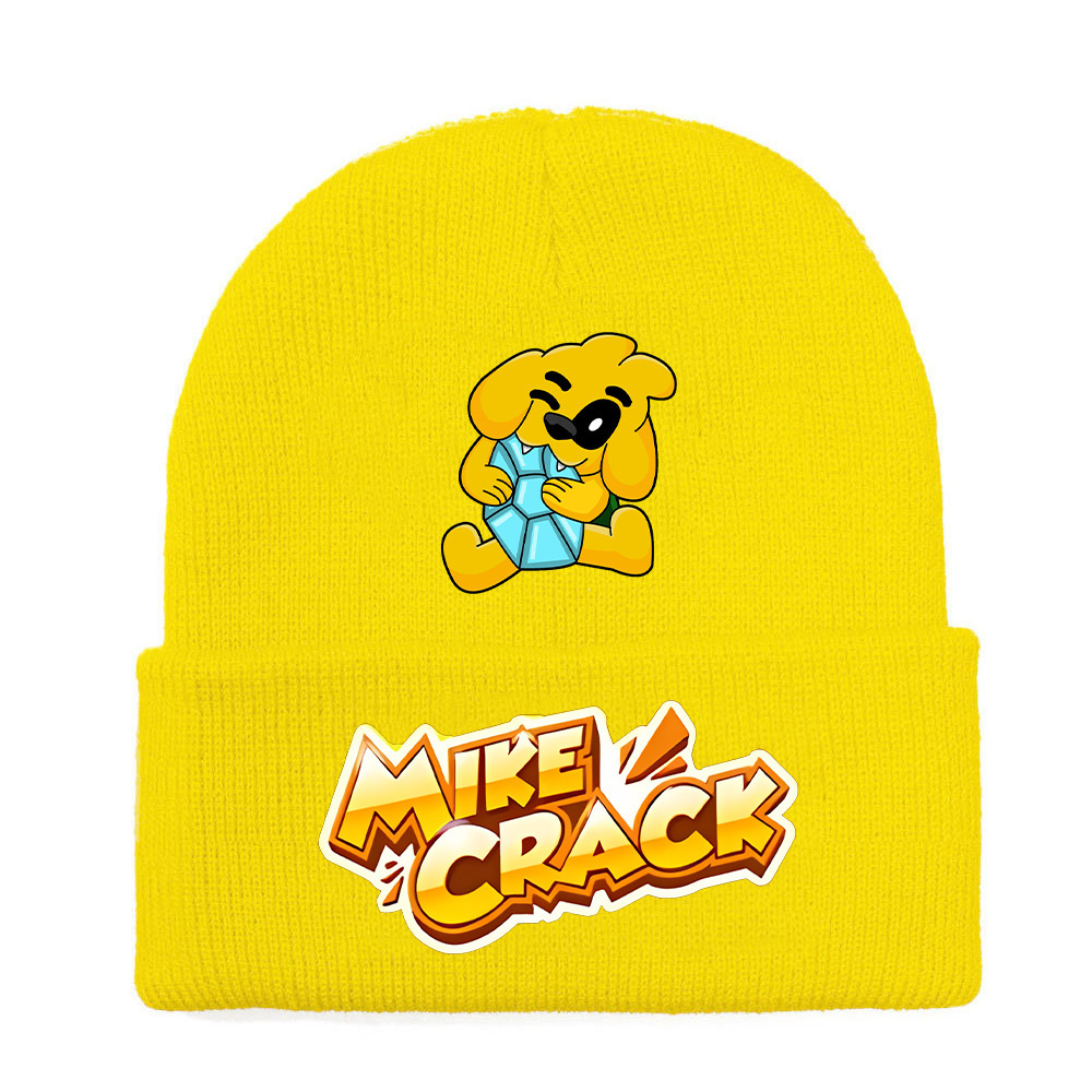 MIKE CRACK黄色帽子新款印花卡通休闲男女针织帽印花嘻哈毛线帽子