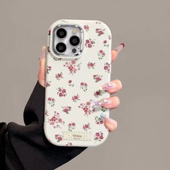 白滿屏小花適用蘋果13pro14promax大孔13 14 15小胖墩手機殼11 12