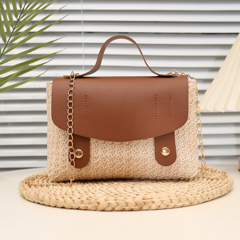 Otoño de 2025 nuevo estilo de moda de paja inns molino de viento costura bolso pequeño cubierto bolso de mujer hombro mochila