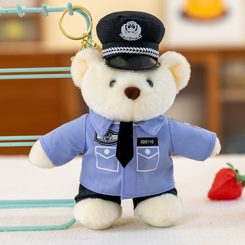 2025 nuevo uniforme de oso fuego cielo azul rescate colgante Teddy bear muñeca juguete de peluche publicidad llavero