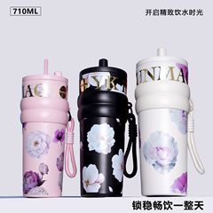 高颜值大容量保温杯女生高颜值吸管杯便携车载冰霸杯高档礼品水杯