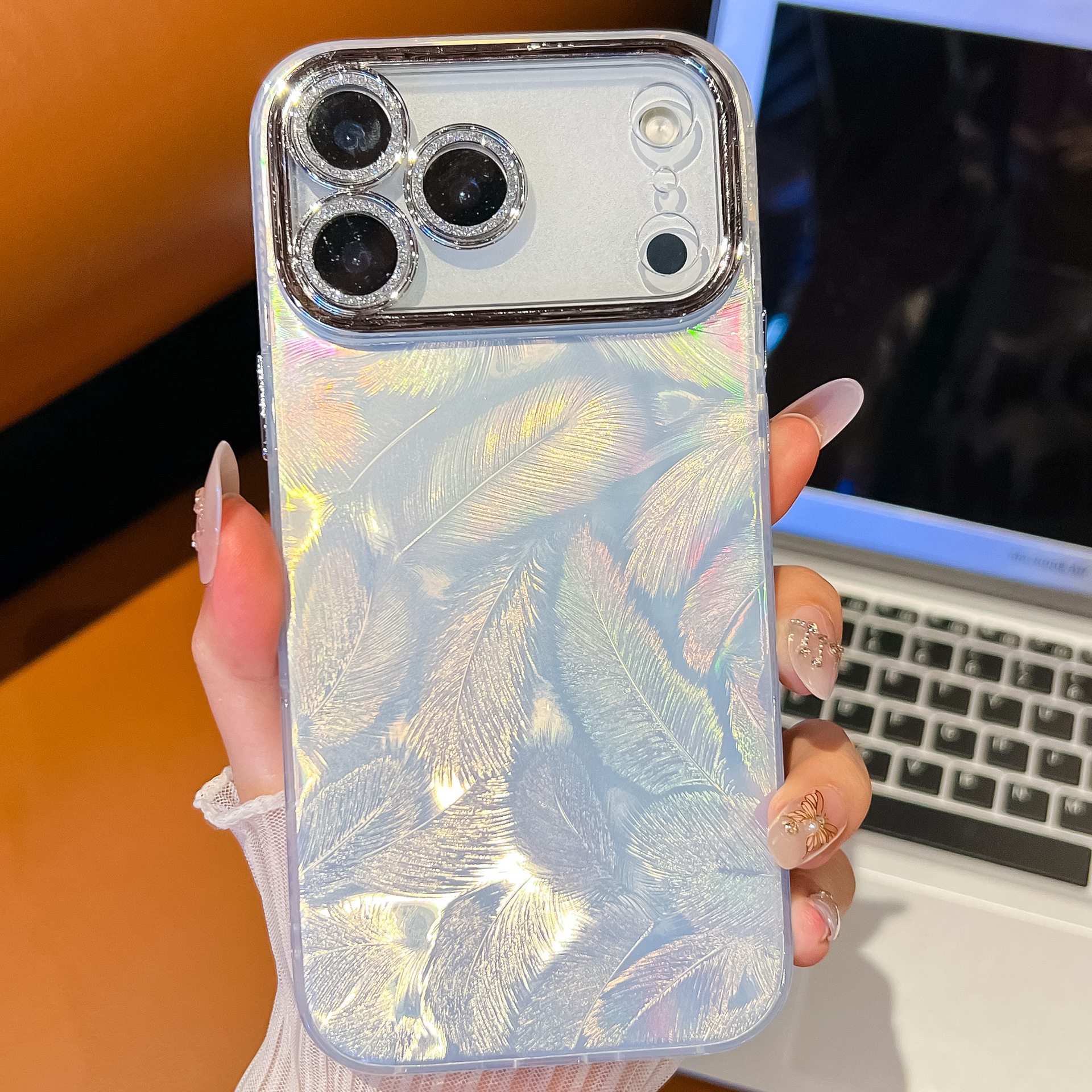 双面覆膜IMD适用iPhone17Air手机壳苹果16ProMax羽毛纹防摔保护套