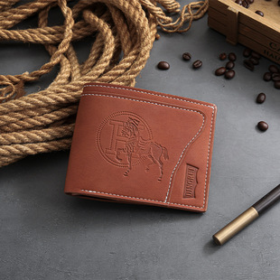 New Crazy Horse Leather Men's Short Wallet Retro High-end Student Fashion Card Bag Coin Bag Factory Wholesale