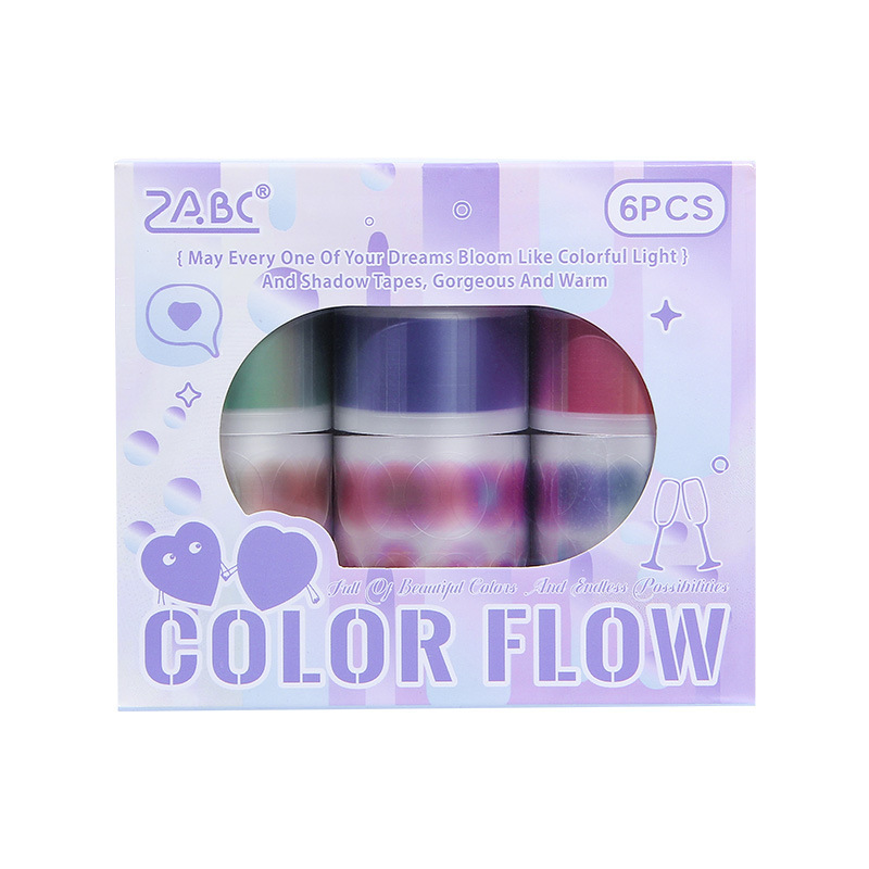 Flujo de color superficie de niebla PVC cinta adhesiva DIY diario de mano paisajismo pegatinas de color gradiente arco iris pegatinas decorativas