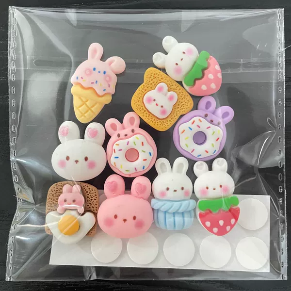 Rabbit dessert series 10 packs and 1 pack (10 fixed -style resin buckle+10 point glue)