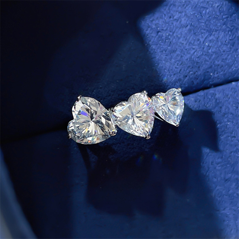 Modern Style Heart Shape Copper Open Ring Plating Artificial Gemstones Copper Rings