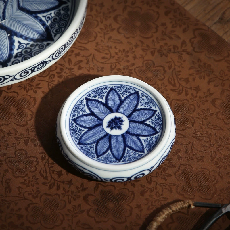 Цзиндэчжэнь Ретро синие и голубые чайные подставки Керамическая крышка посуды