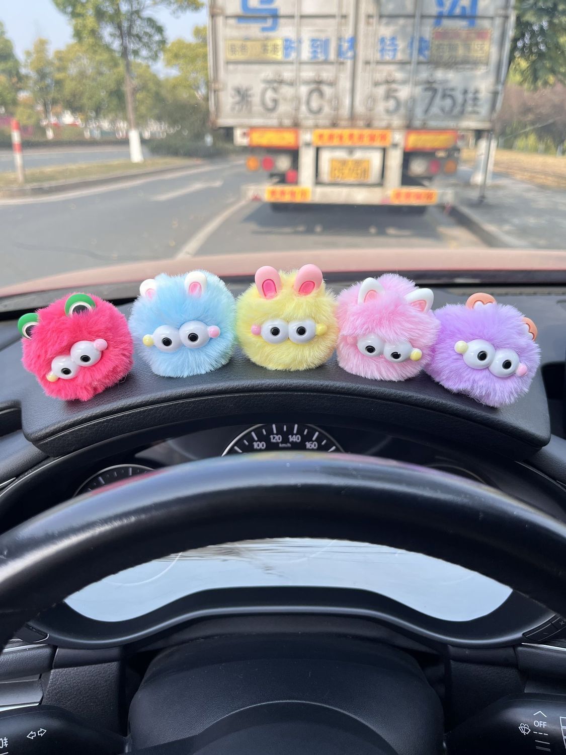 Car Dashboard Decoration Creative Cute Coal Ball Doll Car Center Console Monster Fur Ball Car Decoration Quirky Items