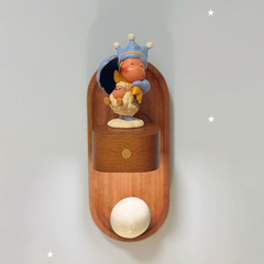 我们都是星星人壁灯小夜灯免打孔感应灯实木盲盒置物架灯画挂件猫