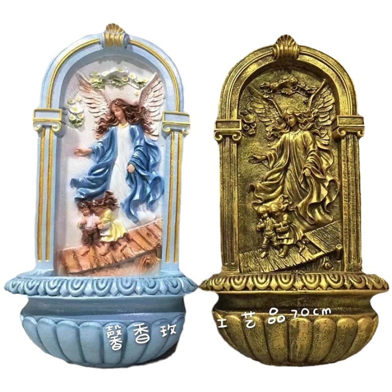 70cm ángel guardián de la piscina sagrada estatuas de resina de la familia sala de estar colgante iglesia