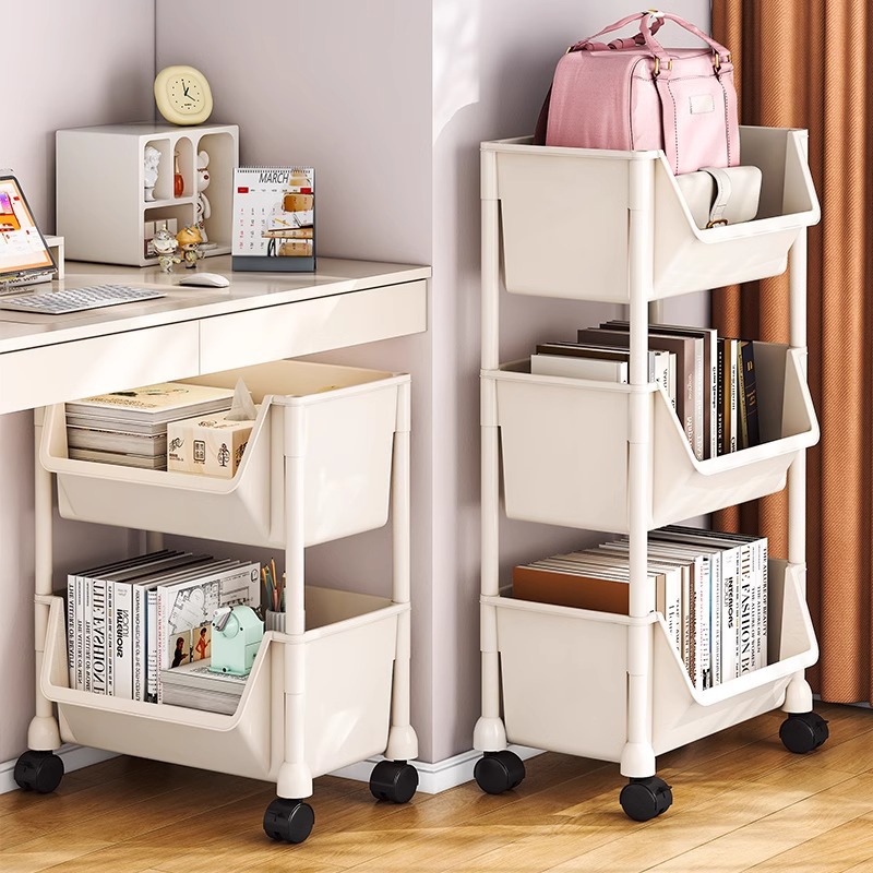 Household Kitchen Fruit and Vegetable Basket Multi-layer Snack Storage Rack Floor-standing Storage Bag Rack for Small Cart Book Storage Rack