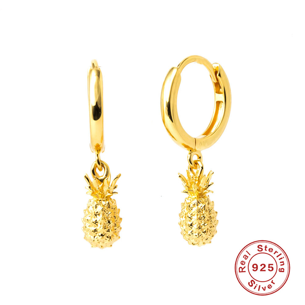 Pendientes de oreja de todo fósforo clásicos con lunares pequeños de plata de ley S925 Pendientes de piña de moda de estilo ins más vendidos en Europa y América