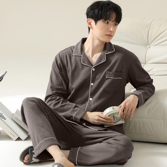 Men's pajamas men's spring and autumn cotton home wear cotton spring and summer youth leisure can be worn outside suit summer