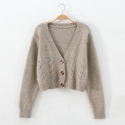 Knitted Cardigan with Twist Pattern, Women's Spring 2025 New Style, Single-Breasted Short High-Waisted Slimming Sweater with Floral Pattern, Trendy Knitted Cardigan with Twist Pattern, Women's Spring 2025 New Style, Single-Breasted Short High-Waisted Slimming Sweater with Floral Pattern, Trendy