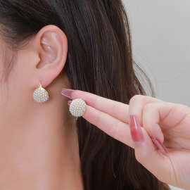 法式巴洛克米粒小珍珠几何耳扣小众气质耳环时尚通勤高级感耳饰