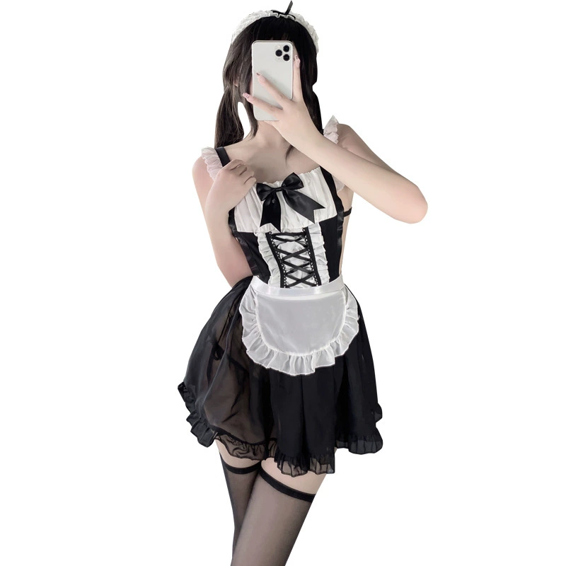 Sexy нижнее белье, сексуальная горничная, маленькая бюстовка, не нужно снимать на коит-обед, искушающая горничная на ночь, комплект ночной костюм, дропшиппинг 2362
