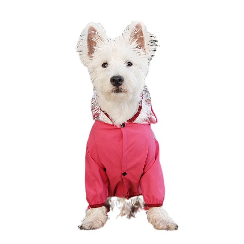 Nuevo impermeable de cuatro patas para perros remolcables transfronterizos, impermeable, grandes, medianos y pequeños, mascotas, ropa de salida en días de lluvia al por mayor