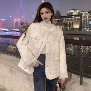 2025 Autumn and Winter New Korean Style Chanel Style Lambswool Coat Women's Loose Thickened Faux Fur One-piece Top