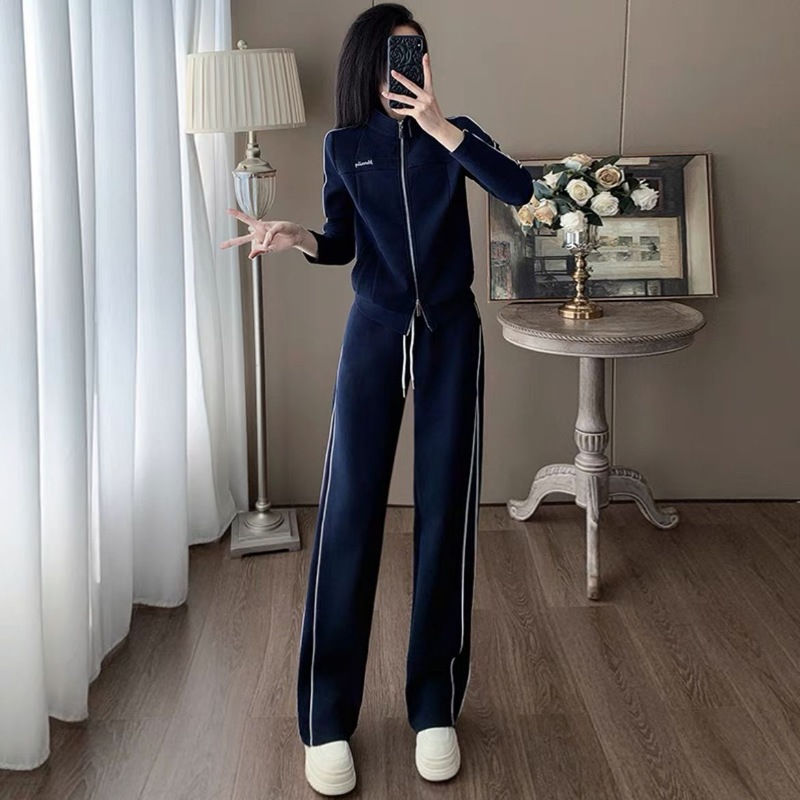 欧货潮牌休闲运动套装女2025秋洋气减龄显瘦开衫上衣阔腿裤两件套|undefined