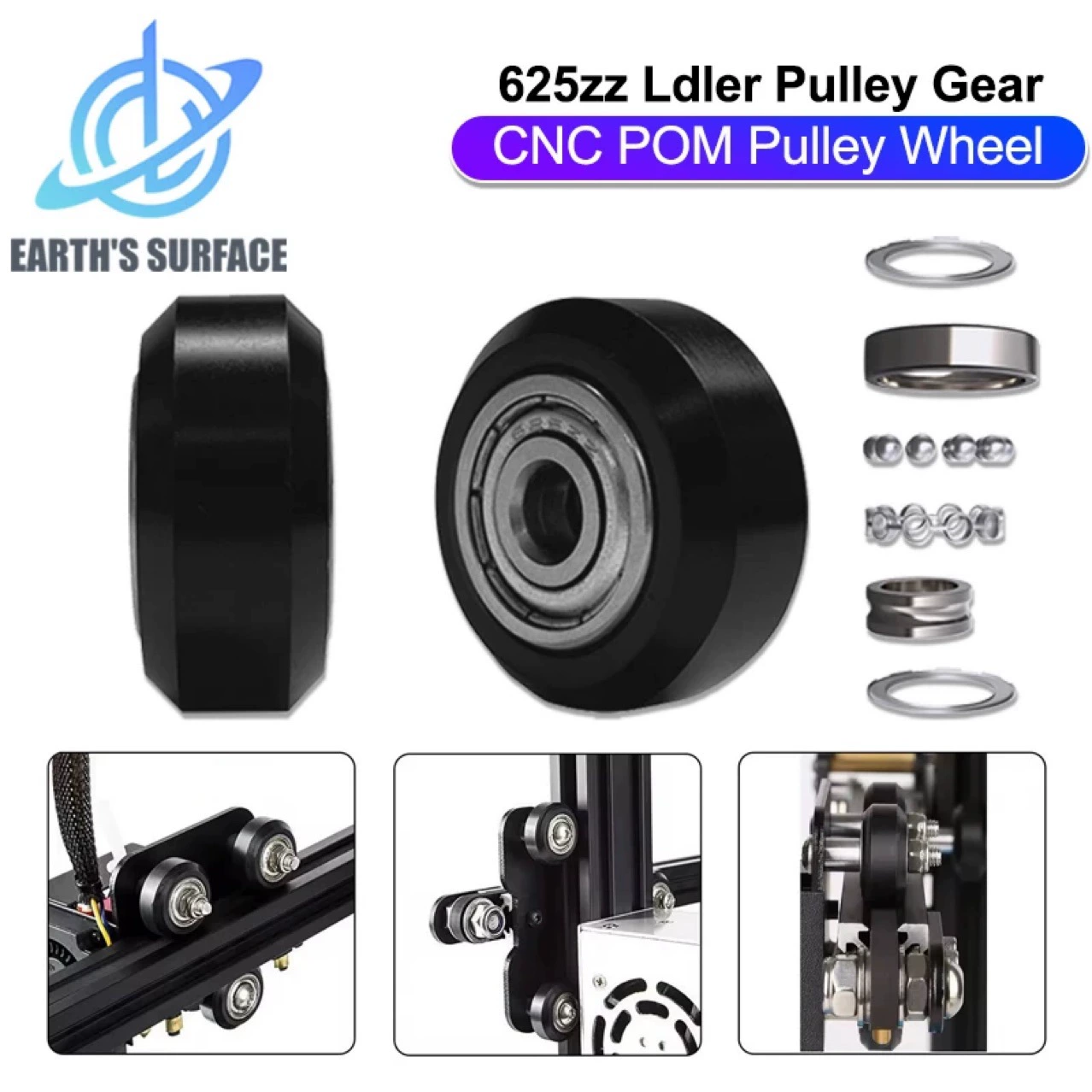 Аксессуары для 3D-принтера, шкив D-типа, подшипник POM, шкив с большим колесом, пассивное колесо, натяжной механизм, гравировальный станок