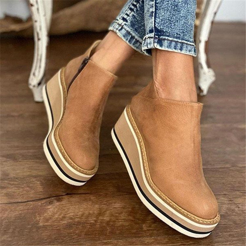 2021 new autumn and winter independent station and nude ankle boots women Chelsea boots platform high heel fashion boots plus size women's shoes