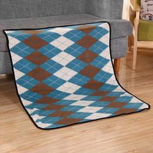 格子双面拉毛绒毯子出口日本韩国膝盖毯保暖小毛毯80*100超柔软