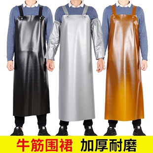 Beef tendon wear-resistant waterproof oil-proof apron acid and alkali resistant kitchen stone chemical slaughter food aquatic processing thick waist