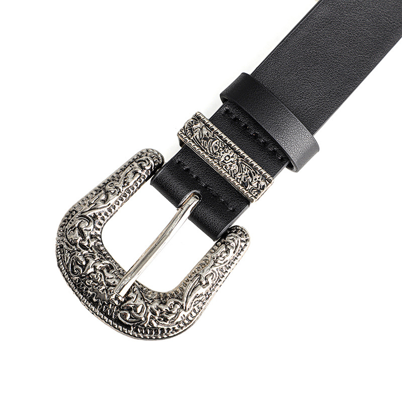 Herren- und Damengürtel Trend Pentagramm Niete Punk-Stil, Vintage geschnitzte Schnalle PU-Ledergürtel, Subkultur Rock Hip-Hop Y2k Gürtel – Detail 9