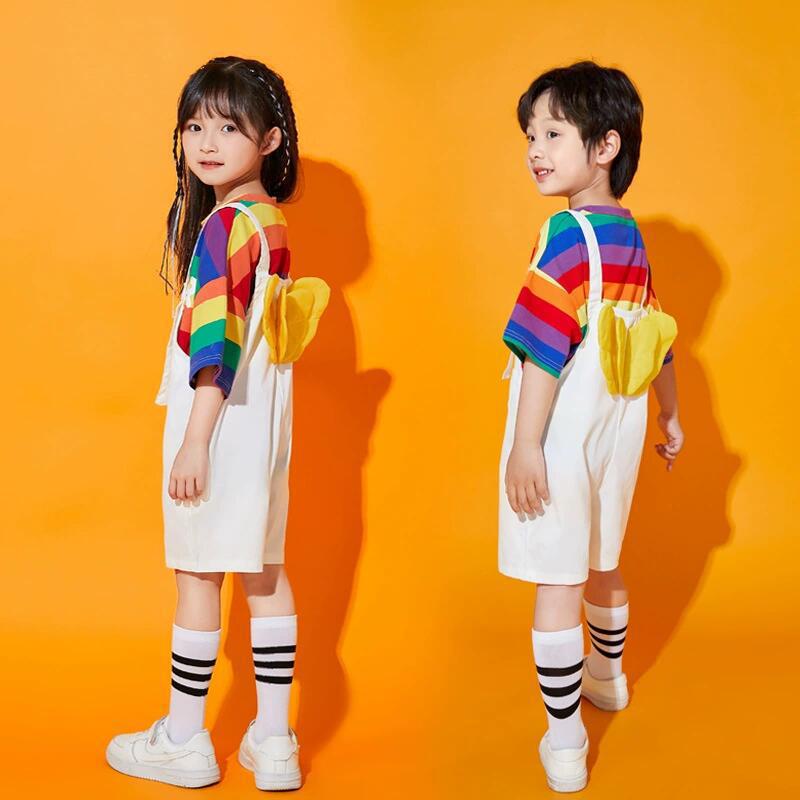 幼儿园六一表演服儿童可爱背带裤合唱服装小学生啦啦队演出服夏季