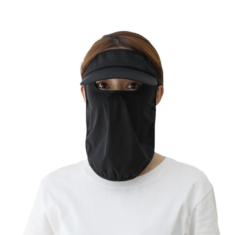 日系防晒防紫外线面罩时尚冰丝透气挂耳头罩护脸护额护眼骑行面罩