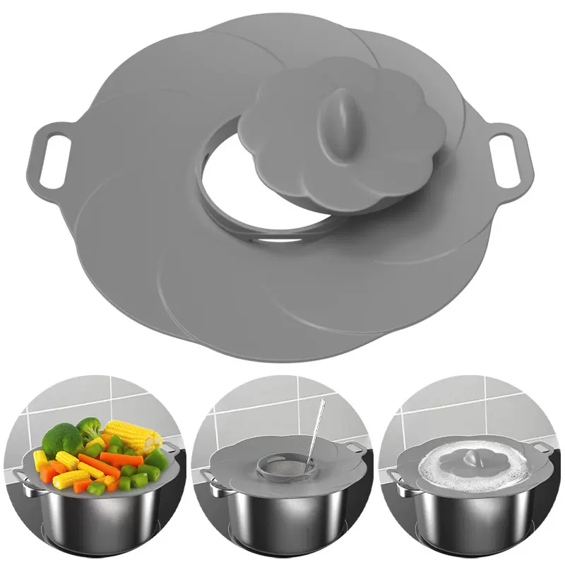 跨境新品硅胶防溢锅盖煮粥防溢防溅止沸加厚砂锅盖厨房硅胶保鲜盖