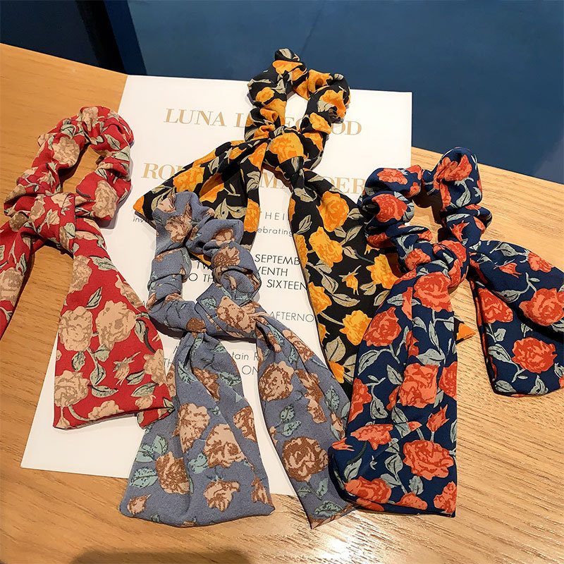 复古韩国东大门大肠发圈ins少女头绳马尾扎头发发圈飘带皮筋发饰|ms