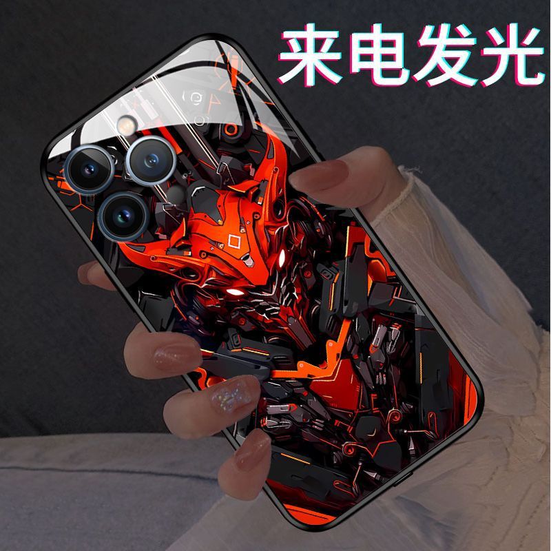 Suitable for Red Armor God of War Luminous Mobile Phone Case Apple 16Pro/Huawei/Xiaomi/Samsung/Vivo/Oppo Mecha