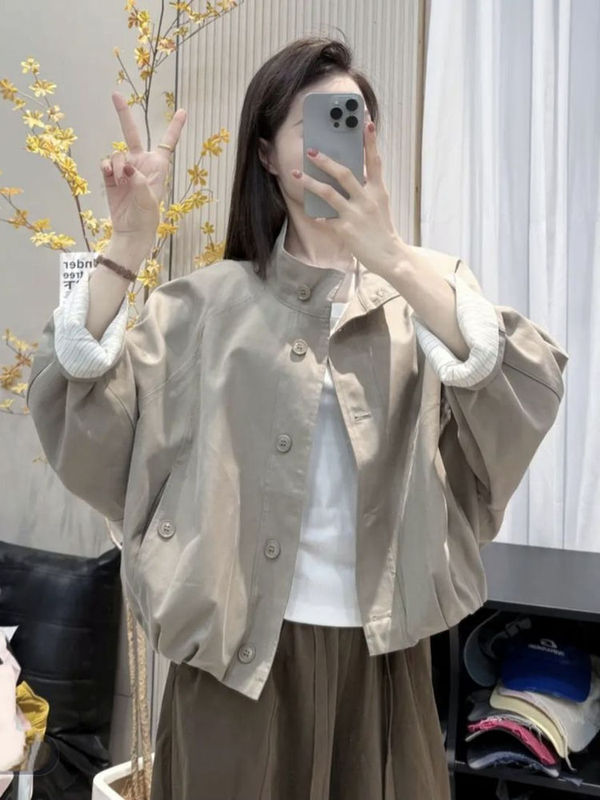 韩系设计感立领棒球服外套女2025早秋新款宽松显瘦百搭小个子上衣|undefined