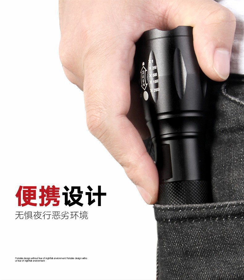 Cross-Border Aluminum Alloy Strong Light T6 Flashlight for Jade Special Purple Light Banknote Detector Lamp 395 Uv Flashlight