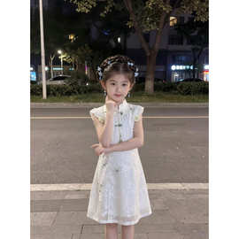 女童夏季国风纱裙2025新款小女孩新中式旗袍裙儿童十一演出连衣裙