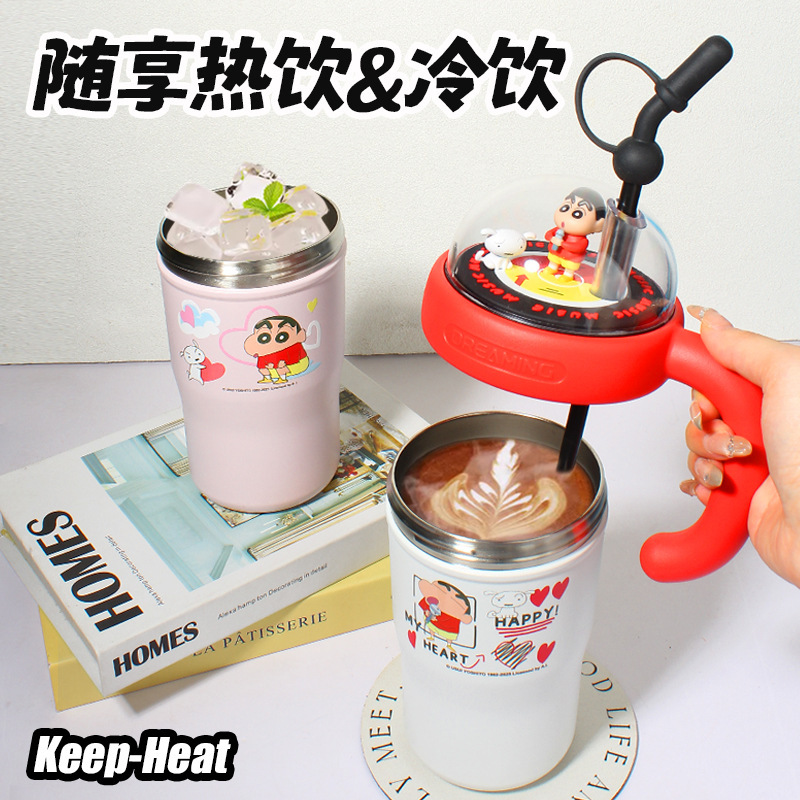 新しいクレヨンしんちゃんエンジョイ風景 830 ミリリットル断熱カップ高価値シリコーンストローカップ漫画アイスバーカップ|undefined