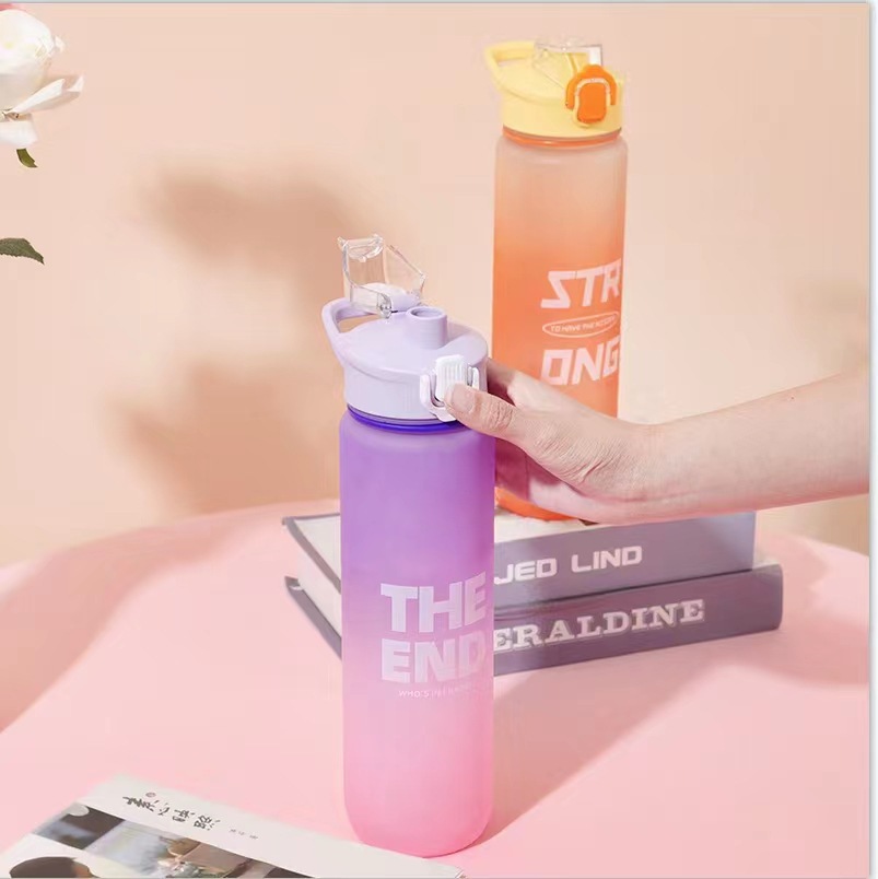 Estilo coreano 1000ml gradiente de color espacio de la Copa de fitness deportes hervidor de plástico transfronterizo rebotando taza portátil con escala