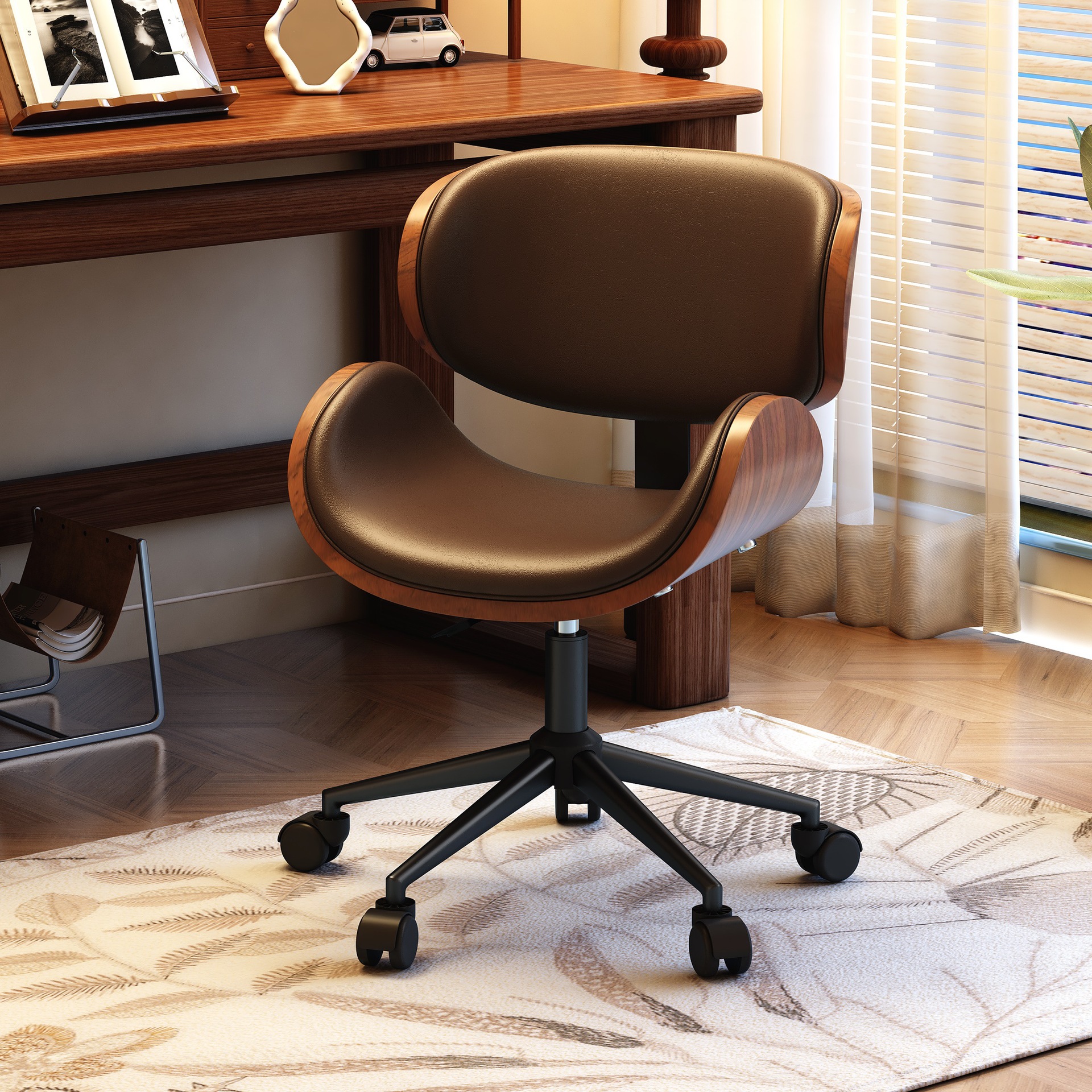 Silla de computadora de estilo medieval sala de estudio doméstica silla de respaldo de oficina elevable silla de escritorio giratorio silla de madera maciza silla imes