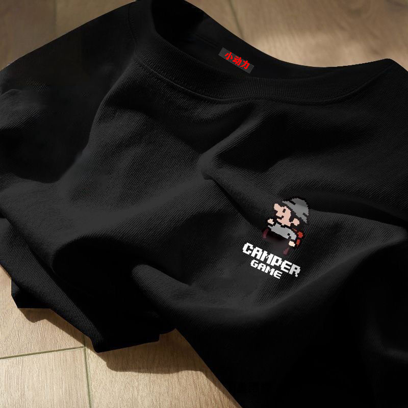 T-Shirt Ice Silk Summer Simple Cartoon Print Short-Sleeved T-Shirt Men's and Women's Trendy Brand Loose-Fitting T-Shirt Ins Top Short-Sleeved