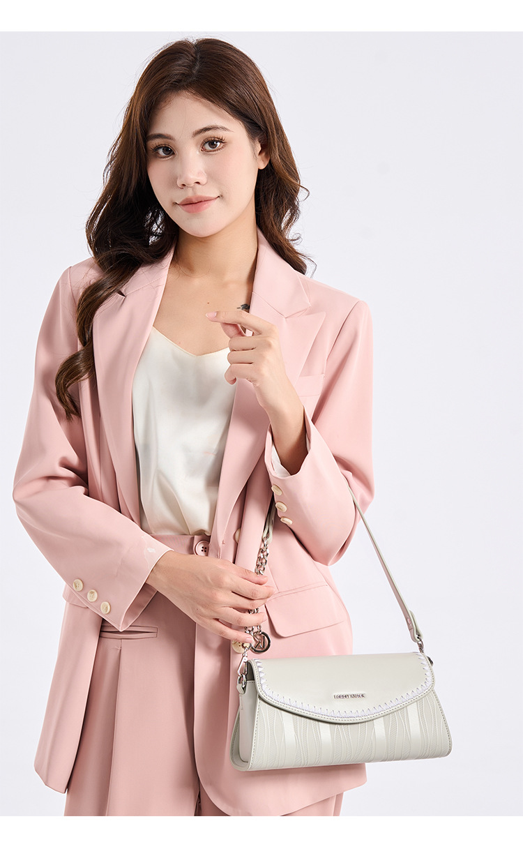 Túi đeo chéo nữ phong cách retro baguette, kiểu dáng nhỏ gọn đeo vai đơn — đen, trắng, màu nâu, màu sáng chi tiết 10