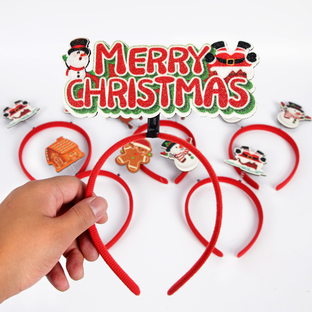Nuevo vello de Navidad vello viejo Glit impresa bandeja de cabeza para adultos niños regalo de dibujos animados de Navidad tocado