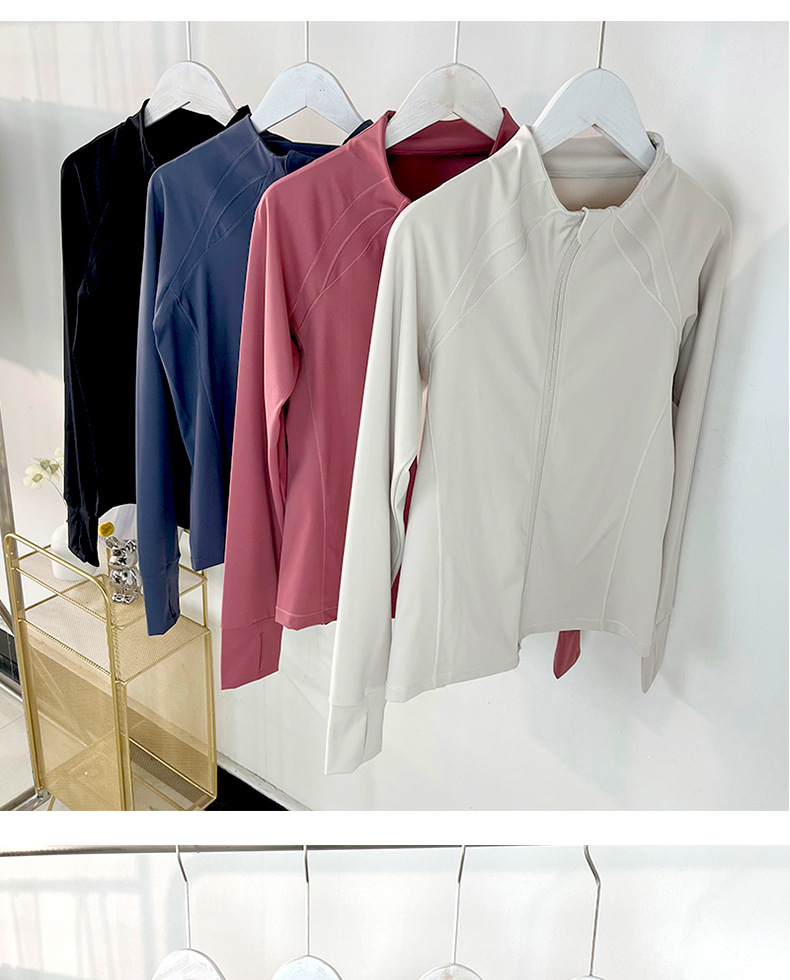 Women's Slim-Fit Zip-Up Yoga Jacket, Lightweight Quick-Dry Nylon Spandex Athletic Top, Breathable Second Skin Layer For Gym & Casual Wear_ecoleips.com