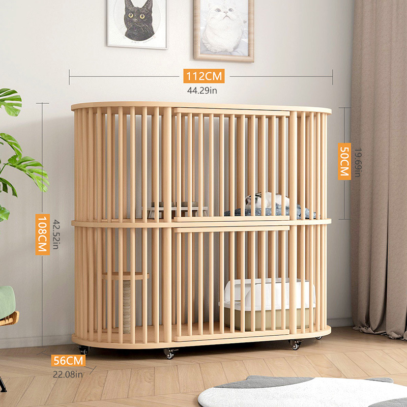 Fabricante de Jaulas para Gatos, Venta al por Mayor de Gabinetes para Gatos, Villa para Gatos de Madera Maciza, Casa para Gatos de Doble Capa, Suministros para Mascotas, Antiarañazos para Gatos