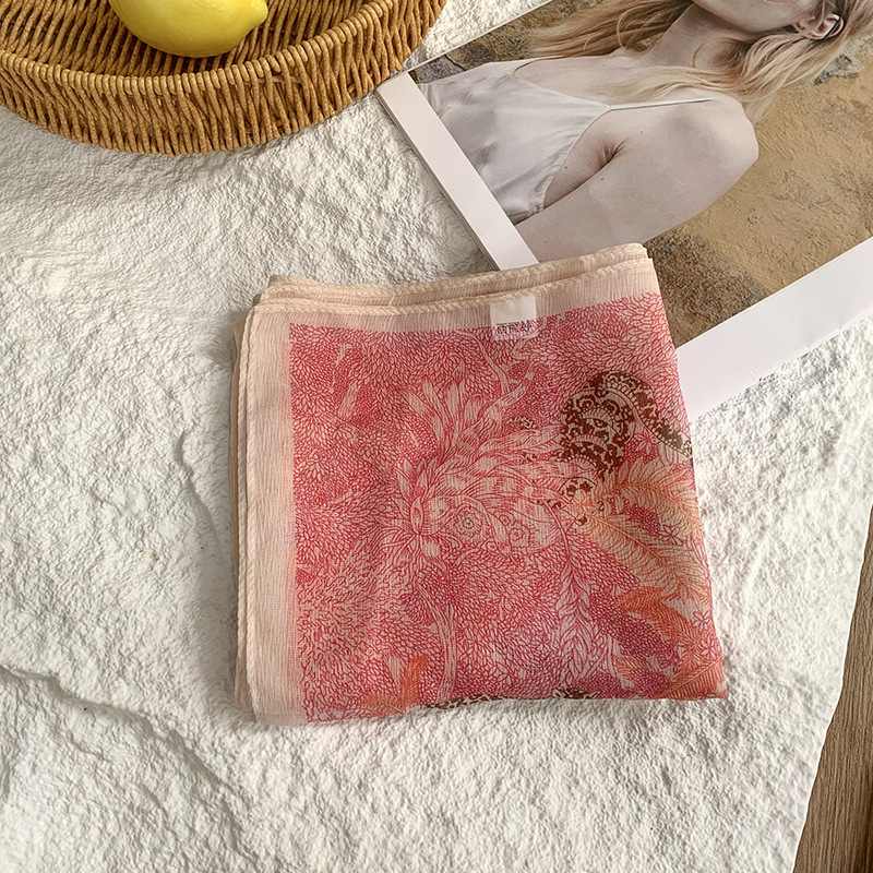 Bufanda de seda, bufanda cuadrada pequeña, personalidad retro, textura de algodón y lino, turbante, banda para el cabello, habitación con aire acondicionado de verano, protección para el cuello, chal exterior