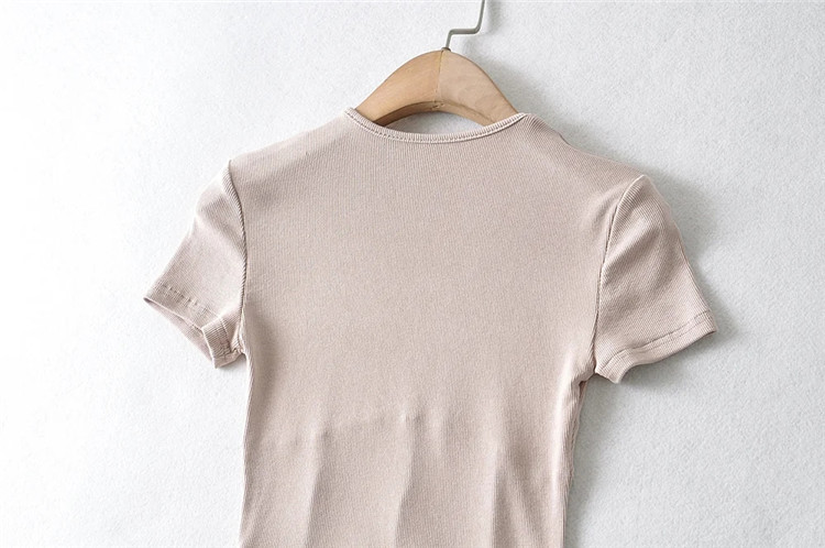 Three-dimensional stitching short-sleeved round neck T-shirt  NSLD25650